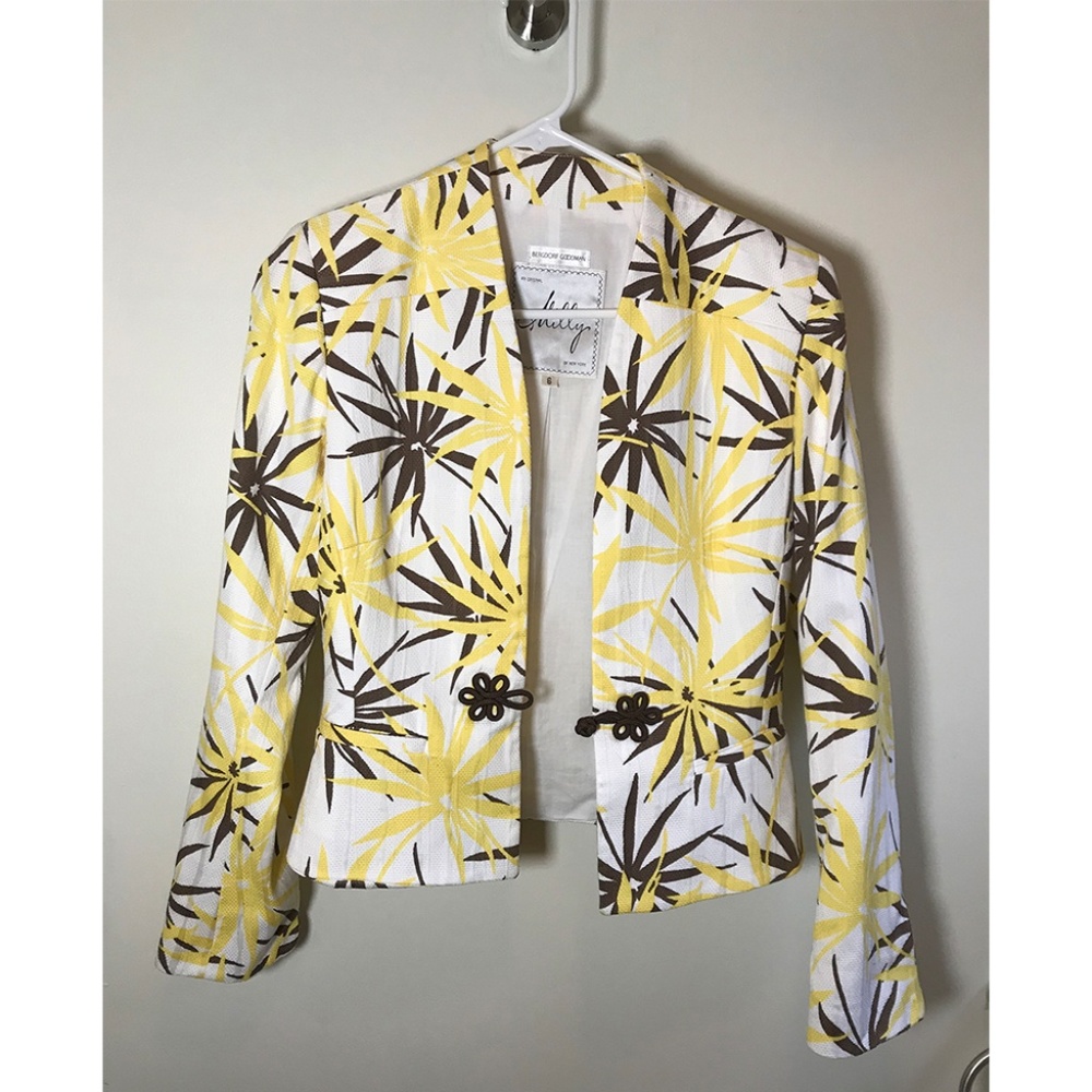 NWOT Milly New York Yellow Palm Leaf Print Blazer